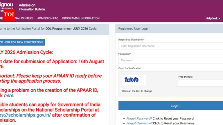 IGNOU July 2026 admission deadline extended: Check complete details and direct link to apply here IGNOU July 2026 admission deadline extended: Check complete details and direct link to apply here