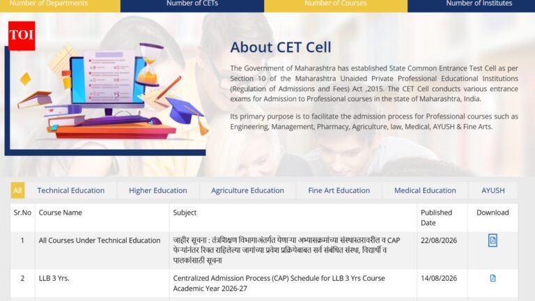 Maharashtra CET 2026: CET Cell issues rules for institutional-level admissions to vacant seats