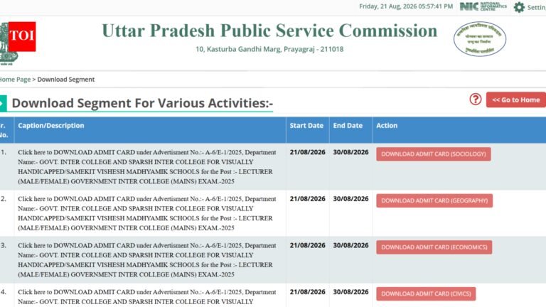 UPPSC GIC Lecturer admit card 2026 released at uppsc.up.nic.in: Direct link to download hall ticket here UPPSC GIC Lecturer admit card 2026 released at uppsc.up.nic.in: Direct link to download hall ticket here