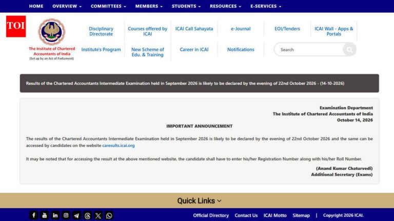 CA Foundation and Inter result dates 2026: Latest update on September exam results