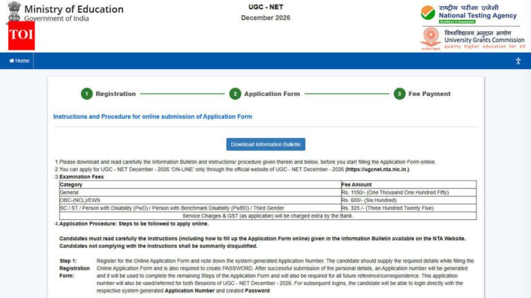 UGC NET December 2026 registration closes today, October 31; apply online at ugcnet.nta.nic.in